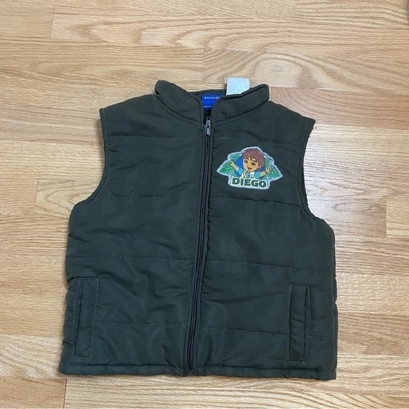 Go Diego Go Puffer Vest Sz 4 Full Zip Black Nickelodeon Dora the Explorer Kids - Picture 2 of 4